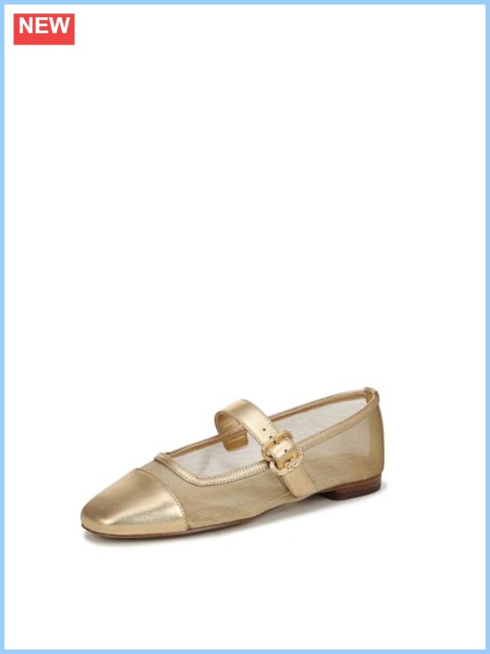 Mesh Ballet Flats Mary Jane Leather Cap Toe Buckle Casual Square Toe